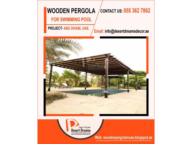 Wooden Flooring Pergola Dubai | Swimming Pool Area Pergola Uae | Barbecue Pergola Uae.