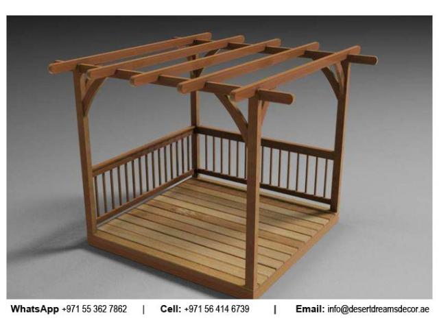 Wooden Flooring Pergola Dubai | Swimming Pool Area Pergola Uae | Barbecue Pergola Uae.