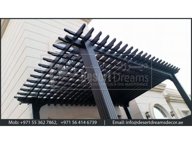 Wooden Flooring Pergola Dubai | Swimming Pool Area Pergola Uae | Barbecue Pergola Uae.