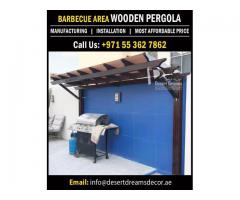 Walk way Area Pergola Uae | BBQ Pergola | Wall Attached Pergola Uae | Hardwood Pergola Dubai.