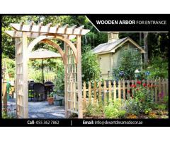 Walk way Area Pergola Uae | BBQ Pergola | Wall Attached Pergola Uae | Hardwood Pergola Dubai.