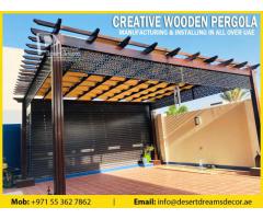 Walk way Area Pergola Uae | BBQ Pergola | Wall Attached Pergola Uae | Hardwood Pergola Dubai.