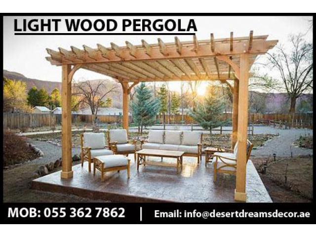 Walk way Area Pergola Uae | BBQ Pergola | Wall Attached Pergola Uae | Hardwood Pergola Dubai.