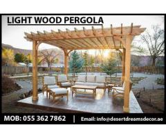 Walk way Area Pergola Uae | BBQ Pergola | Wall Attached Pergola Uae | Hardwood Pergola Dubai.