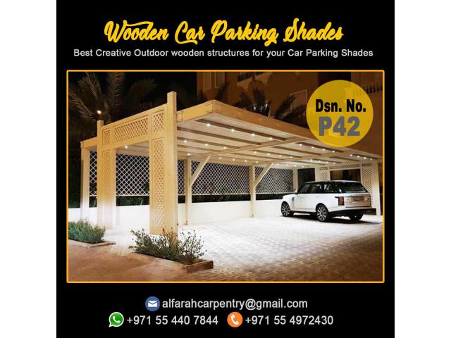 Two Car Parking Shades Dubai | Three cars Parking Shade UAE | Wooden Car Parking Shades Dubai