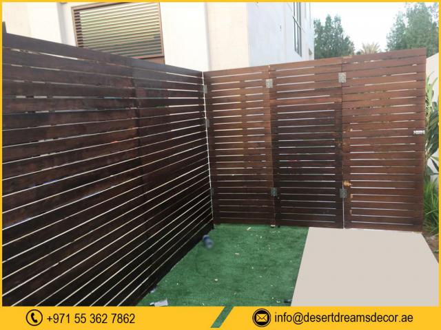 Wall Mounted Slatted Fence Dubai | Wooden Slatted Panels Privacy in UAE.