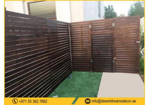 Wall Mounted Slatted Fence Dubai | Wooden Slatted Panels Privacy in UAE.