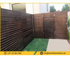 Wall Mounted Slatted Fence Dubai | Wooden Slatted Panels Privacy in UAE.