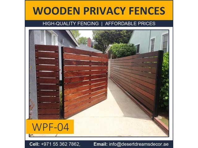 Wall Mounted Slatted Fence Dubai | Wooden Slatted Panels Privacy in UAE.