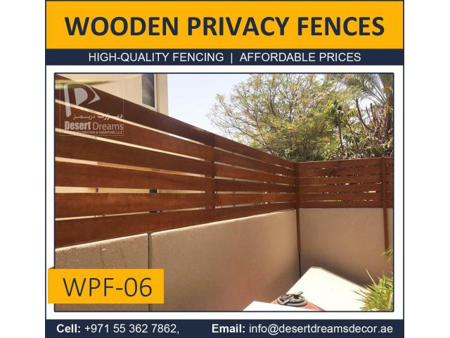 Wall Mounted Slatted Fence Dubai | Wooden Slatted Panels Privacy in UAE.