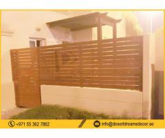 Wall Mounted Slatted Fence Dubai | Wooden Slatted Panels Privacy in UAE.