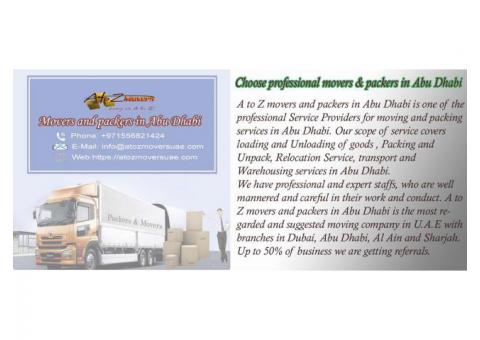 Move with professional movers in Abu Dhabi | Contact A to Z movers UAE 0556821424