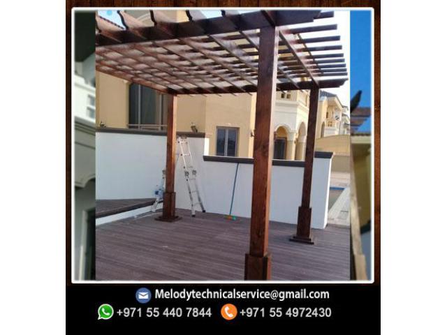 African Teak Wooden pergola | Pergola Suppliers Dubai | Wooden Pergola UAE