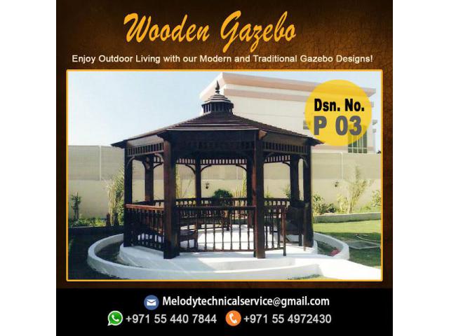 Wooden Gazebo With Seating Dubai | Gazebo Suppliers In Dubai , Abu Dhabi