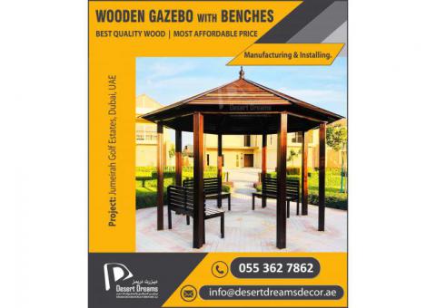 Wooden Railing Gazebo Dubai | Wooden Deck Gazebo | Teak Wood Gazebo | Malaysia Wood Gazebo Uae.