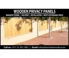 Wood Slatted Panels Installing in Uae | Natural Wood Finish Fence | Villa Privacy Fence Dubai.