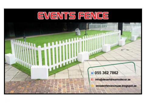 White Picket Fence Dubai | Wall Mounted Fence Uae | Brown Color Fence Uae | Pool Privacy Fence Uae.