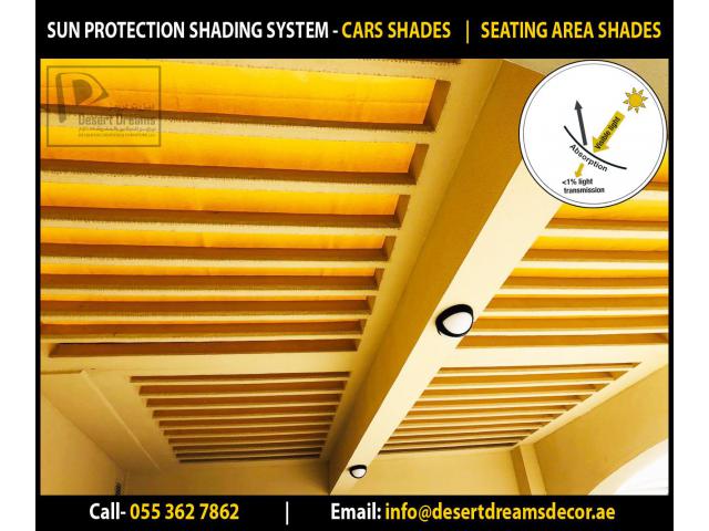 Sun Protection Shades Installing in Uae | Car Shades | Seating Area Shades Dubai.