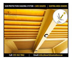 Sun Protection Shades Installing in Uae | Car Shades | Seating Area Shades Dubai.