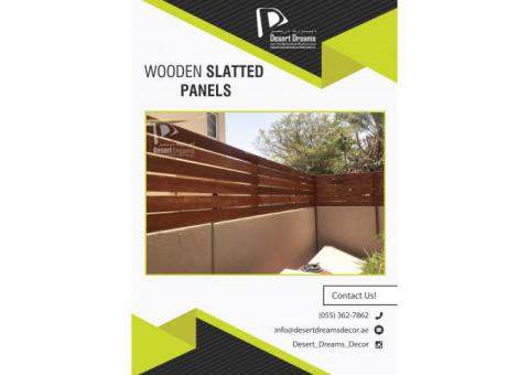 Wooden Slatted Fence Dubai | Horizontal Wooden Fences | Privacy Slatted Fence Uae.