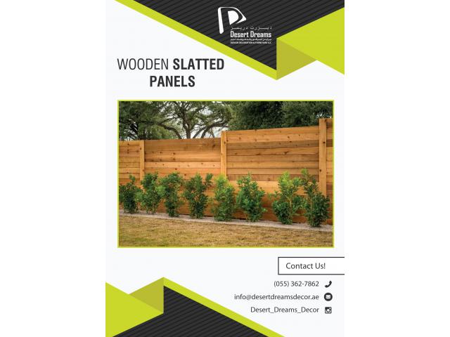 Wooden Slatted Fence Dubai | Horizontal Wooden Fences | Privacy Slatted Fence Uae.