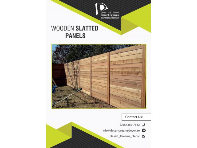 Wooden Slatted Fence Dubai | Horizontal Wooden Fences | Privacy Slatted Fence Uae.