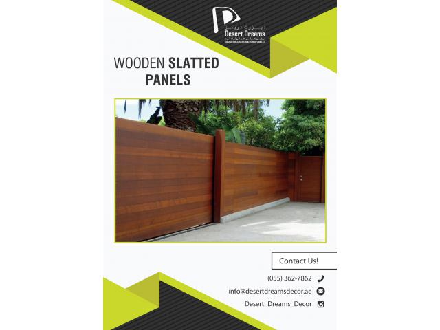 Wooden Slatted Fence Dubai | Horizontal Wooden Fences | Privacy Slatted Fence Uae.