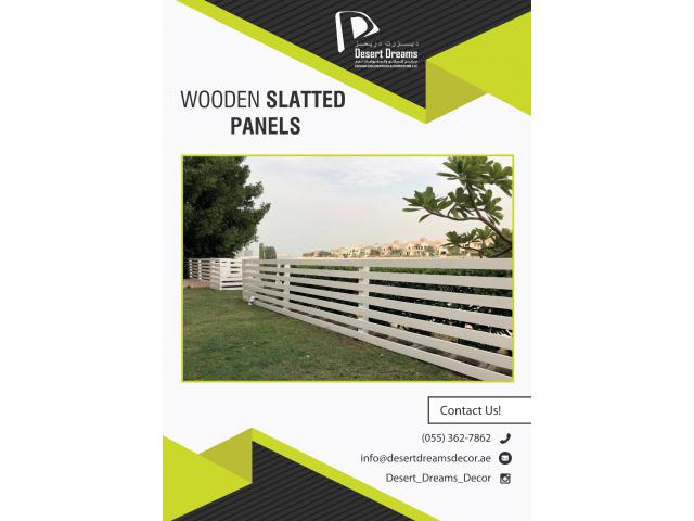 Wooden Slatted Fence Dubai | Horizontal Wooden Fences | Privacy Slatted Fence Uae.