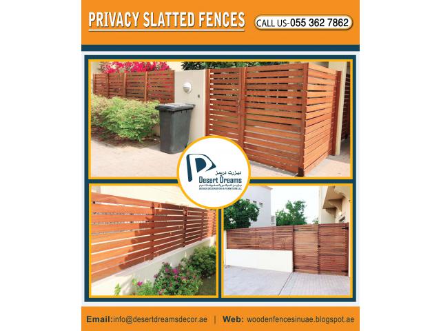 Wooden Slatted Fence Dubai | Wall Slatted Fence | Horizontal Wooden Fences Uae.