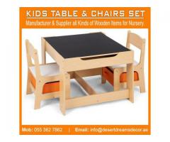 Kids Wooden Chairs and Tables Suppliers in Uae | Wooden Boats | Wooden Sand pit | Wooden Items Uae.