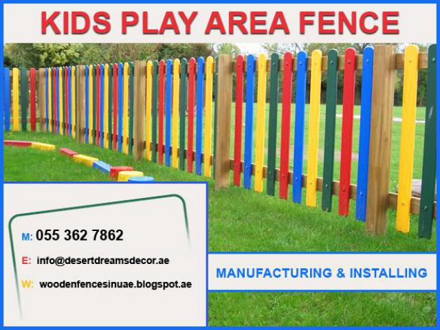 Vertical Wooden Fence Dubai | Swimming Pool Area Fence | Kids Play Fence Dubai.