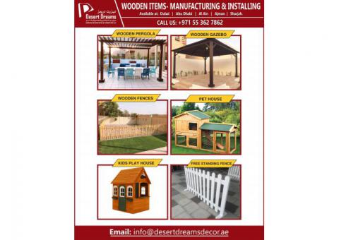 Wooden Items Manufacturing and Installing in Uae | Pet House | Pergola | Gazebo | Fences | Uae.
