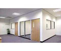 RENOVATE YOUR OFFICE WITH GLASS PARTITION, PARQUET FLOORING, TILE CARPET BLINDS