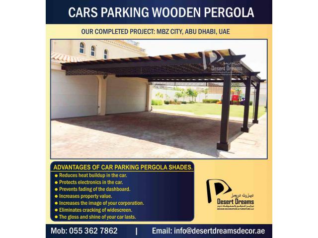 Car Parking Wooden Shades in Uae | Villa Parking Pergola | Wooden Pergola for Cars Park Uae.