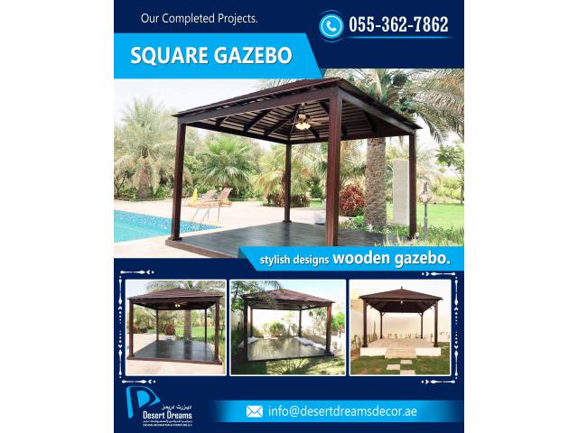 Octagon Shape Gazebo Dubai | Square Shape Wooden Gazebo Uae.