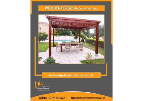 Sitting Area Pergola Uae | Modern Pergola | Wooden Pergola Abu Dhabi.