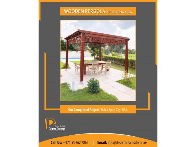 Garden Pergola Dubai | Seating Area Pergola Uae | Wooden Pergola in Uae.