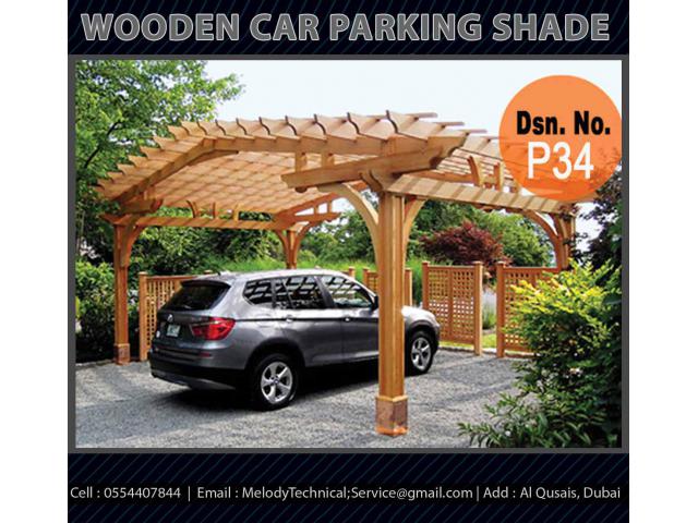 wooden structure car parking shade in dubai car parking