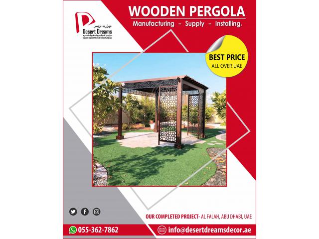 White Pergola Design | Seating Area Pergola | Backyard Pergola Uae.