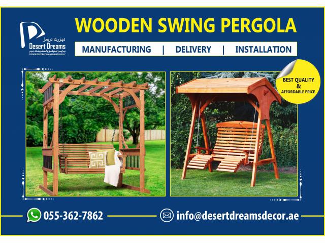 Wooden Swings Pergola Uae | Garden Pergola | Seating Area Pergola.