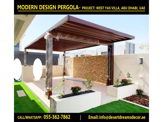 Seating Area Wooden Pergola | Glass Covered Pergola | Garden Pergola Uae.