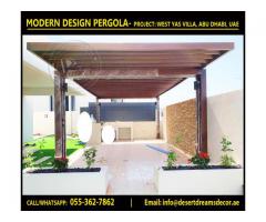 Seating Area Wooden Pergola | Glass Covered Pergola | Garden Pergola Uae.