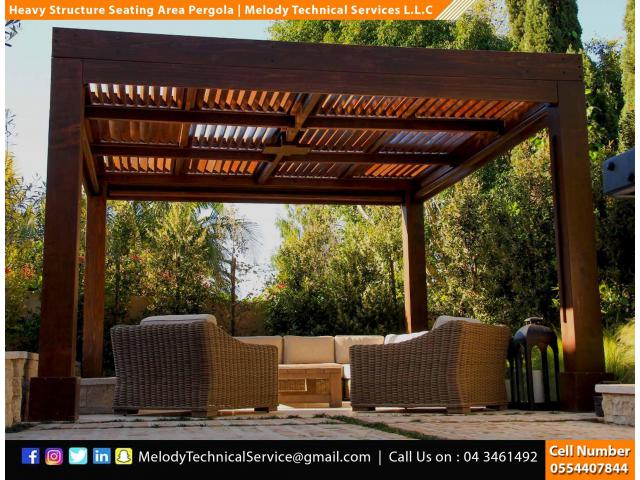 Wooden Covered Roof Pergola | Free Stand Pergola | Balcony Pergola Dubai