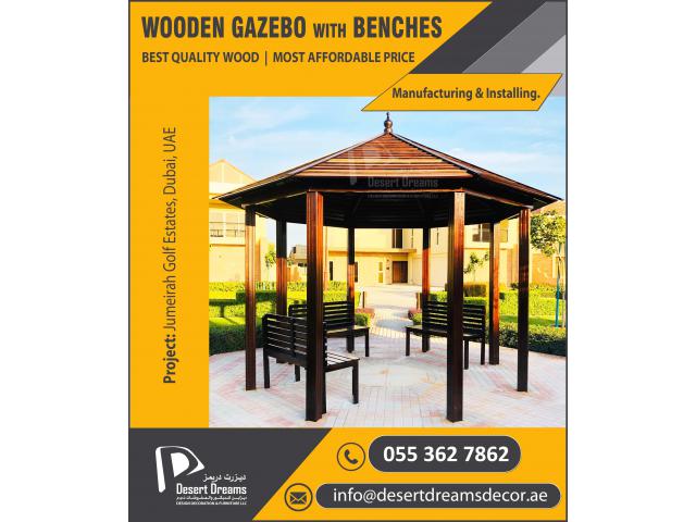 Supply and Install Wooden Gazebo in Abu Dhabi, UAE.