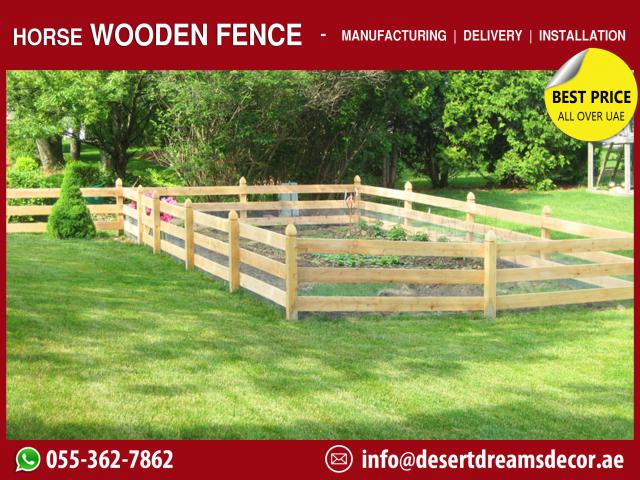 Long Area Wooden Fence Uae | Wooden Gate | Horse Area Fences Uae.