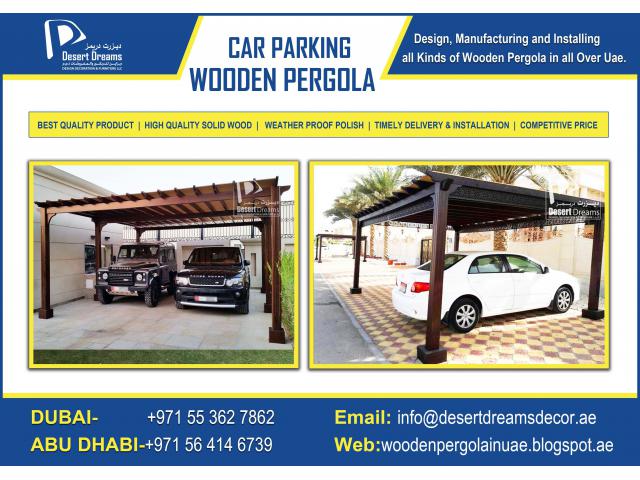 Car Parking Wooden Shades Supplier in Uae | Villa Car Parking Pergola.