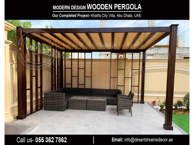 Meranti Wood Pergola | White Wood Pergola | UAE.