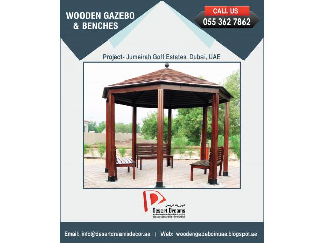 Meranti Wood Gazebo | White Wood Gazebo Uae.