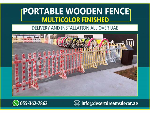 Portable Wooden Fence | White Picket Fence | Natural Wood Fence Uae.