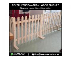 Portable Wooden Fence | White Picket Fence | Natural Wood Fence Uae.